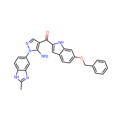 Cc1nc2cc(-n3ncc(C(=O)c4cc5ccc(OCc6ccccc6)cc5[nH]4)c3N)ccc2[nH]1 ZINC000149918518