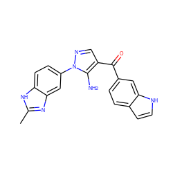 Cc1nc2cc(-n3ncc(C(=O)c4ccc5cc[nH]c5c4)c3N)ccc2[nH]1 ZINC000150199001