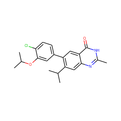 Cc1nc2cc(C(C)C)c(-c3ccc(Cl)c(OC(C)C)c3)cc2c(=O)[nH]1 ZINC000013679458