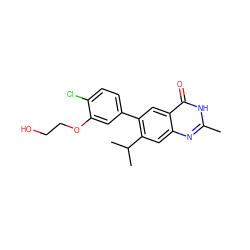 Cc1nc2cc(C(C)C)c(-c3ccc(Cl)c(OCCO)c3)cc2c(=O)[nH]1 ZINC000013679450