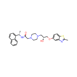 Cc1nc2cc(OC[C@H](O)CN3CCN(CC(=O)N[C@@H](C)c4cccc5ccccc45)CC3)ccc2s1 ZINC000022932385