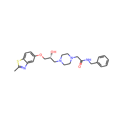 Cc1nc2cc(OC[C@H](O)CN3CCN(CC(=O)NCc4ccccc4)CC3)ccc2s1 ZINC000095605940