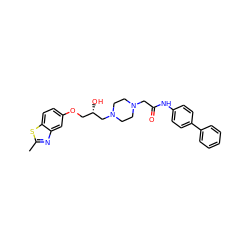 Cc1nc2cc(OC[C@H](O)CN3CCN(CC(=O)Nc4ccc(-c5ccccc5)cc4)CC3)ccc2s1 ZINC000022932449