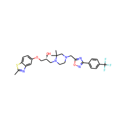 Cc1nc2cc(OC[C@H](O)CN3CCN(Cc4nc(-c5ccc(C(F)(F)F)cc5)no4)CC3(C)C)ccc2s1 ZINC000028393792