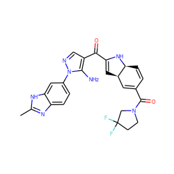 Cc1nc2ccc(-n3ncc(C(=O)C4=C[C@@H]5C=C(C(=O)N6CCC(F)(F)C6)C=C[C@@H]5N4)c3N)cc2[nH]1 ZINC000205251181