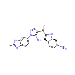 Cc1nc2ccc(-n3ncc(C(=O)C4=C[C@@H]5C=CC(C#N)=C[C@@H]5N4)c3N)cc2[nH]1 ZINC000205250401