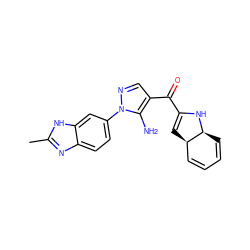 Cc1nc2ccc(-n3ncc(C(=O)C4=C[C@@H]5C=CC=C[C@@H]5N4)c3N)cc2[nH]1 ZINC000205252126