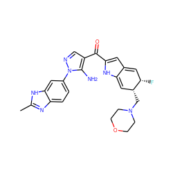 Cc1nc2ccc(-n3ncc(C(=O)c4cc5c([nH]4)=C[C@@H](CN4CCOCC4)[C@@H](F)C=5)c3N)cc2[nH]1 ZINC000225154107