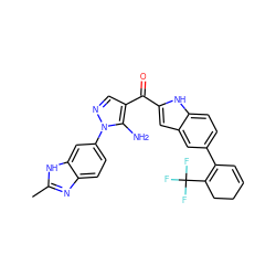 Cc1nc2ccc(-n3ncc(C(=O)c4cc5cc(C6=C(C(F)(F)F)CCC=C6)ccc5[nH]4)c3N)cc2[nH]1 ZINC000205252276