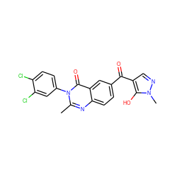 Cc1nc2ccc(C(=O)c3cnn(C)c3O)cc2c(=O)n1-c1ccc(Cl)c(Cl)c1 ZINC000299838997