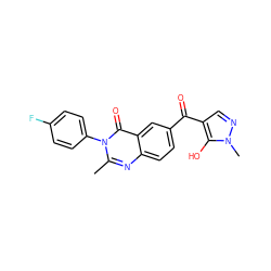 Cc1nc2ccc(C(=O)c3cnn(C)c3O)cc2c(=O)n1-c1ccc(F)cc1 ZINC000299836567