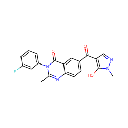 Cc1nc2ccc(C(=O)c3cnn(C)c3O)cc2c(=O)n1-c1cccc(F)c1 ZINC000299838571