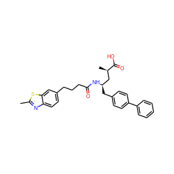 Cc1nc2ccc(CCCC(=O)N[C@H](Cc3ccc(-c4ccccc4)cc3)C[C@@H](C)C(=O)O)cc2s1 ZINC000145695876