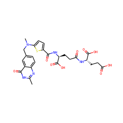 Cc1nc2ccc(CN(C)c3ccc(C(=O)N[C@@H](CCC(=O)N[C@@H](CCC(=O)O)C(=O)O)C(=O)O)s3)cc2c(=O)[nH]1 ZINC000027983551