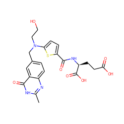 Cc1nc2ccc(CN(CCO)c3ccc(C(=O)N[C@@H](CCC(=O)O)C(=O)O)s3)cc2c(=O)[nH]1 ZINC000013821831