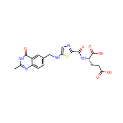 Cc1nc2ccc(CNc3cnc(C(=O)N[C@@H](CCC(=O)O)C(=O)O)s3)cc2c(=O)[nH]1 ZINC000013821839