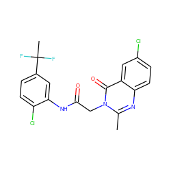 Cc1nc2ccc(Cl)cc2c(=O)n1CC(=O)Nc1cc(C(C)(F)F)ccc1Cl ZINC000299827797