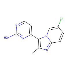 Cc1nc2ccc(Cl)cn2c1-c1ccnc(N)n1 ZINC000095591746