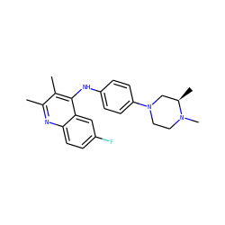 Cc1nc2ccc(F)cc2c(Nc2ccc(N3CCN(C)[C@H](C)C3)cc2)c1C ZINC000052961958