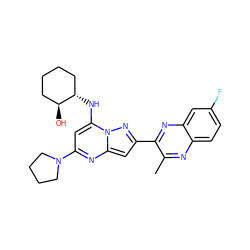 Cc1nc2ccc(F)cc2nc1-c1cc2nc(N3CCCC3)cc(N[C@H]3CCCC[C@@H]3O)n2n1 ZINC000149833922