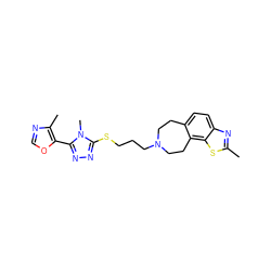 Cc1nc2ccc3c(c2s1)CCN(CCCSc1nnc(-c2ocnc2C)n1C)CC3 ZINC000029127443