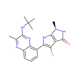 Cc1nc2cccc(-c3[nH]c4c(c3Cl)C(=O)N[C@@H]4C)c2nc1NC(C)(C)C ZINC000222402511