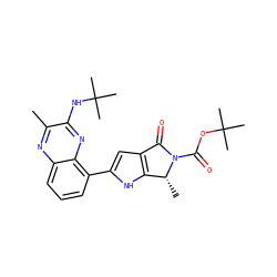 Cc1nc2cccc(-c3cc4c([nH]3)[C@@H](C)N(C(=O)OC(C)(C)C)C4=O)c2nc1NC(C)(C)C ZINC000206139193