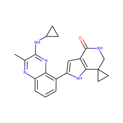 Cc1nc2cccc(-c3cc4c([nH]3)C3(CC3)CNC4=O)c2nc1NC1CC1 ZINC000222337815