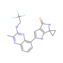 Cc1nc2cccc(-c3cc4c([nH]3)C3(CC3)NC4=O)c2nc1NCC(F)(F)F ZINC000222388819