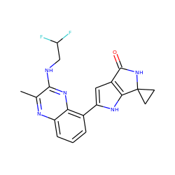 Cc1nc2cccc(-c3cc4c([nH]3)C3(CC3)NC4=O)c2nc1NCC(F)F ZINC000206080316