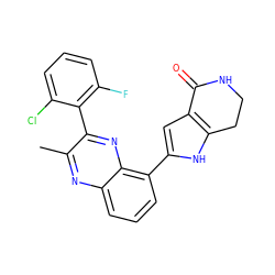 Cc1nc2cccc(-c3cc4c([nH]3)CCNC4=O)c2nc1-c1c(F)cccc1Cl ZINC000222418869