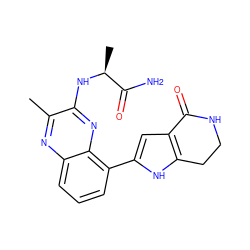 Cc1nc2cccc(-c3cc4c([nH]3)CCNC4=O)c2nc1N[C@@H](C)C(N)=O ZINC000222388960