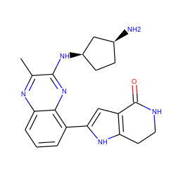 Cc1nc2cccc(-c3cc4c([nH]3)CCNC4=O)c2nc1N[C@@H]1CC[C@H](N)C1 ZINC000222409614