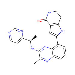 Cc1nc2cccc(-c3cc4c([nH]3)CCNC4=O)c2nc1N[C@H](C)c1ccncn1 ZINC000206070575