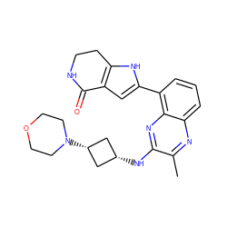 Cc1nc2cccc(-c3cc4c([nH]3)CCNC4=O)c2nc1N[C@H]1C[C@@H](N2CCOCC2)C1 ZINC001772574553