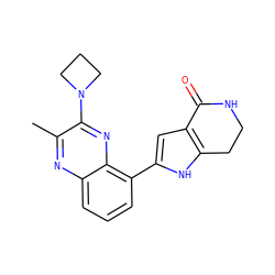 Cc1nc2cccc(-c3cc4c([nH]3)CCNC4=O)c2nc1N1CCC1 ZINC000222444909