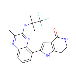 Cc1nc2cccc(-c3cc4c([nH]3)CCNC4=O)c2nc1NC(C)(C)C(F)(F)F ZINC000222355557