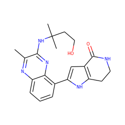 Cc1nc2cccc(-c3cc4c([nH]3)CCNC4=O)c2nc1NC(C)(C)CCO ZINC001772649489