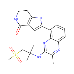 Cc1nc2cccc(-c3cc4c([nH]3)CCNC4=O)c2nc1NC(C)(C)CS(C)(=O)=O ZINC001772605966