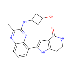 Cc1nc2cccc(-c3cc4c([nH]3)CCNC4=O)c2nc1NC1CC(O)C1 ZINC000222214229