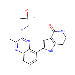 Cc1nc2cccc(-c3cc4c([nH]3)CCNC4=O)c2nc1NCC(C)(C)O ZINC000222354333