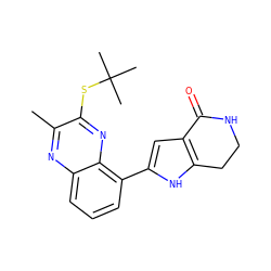 Cc1nc2cccc(-c3cc4c([nH]3)CCNC4=O)c2nc1SC(C)(C)C ZINC000222449378