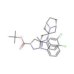 Cc1nc2ccccc2n1[C@@H]1C[C@@H]2CC[C@H](C1)N2CC[C@]1(c2ccc(Cl)c(Cl)c2)CCN(C(=O)OC(C)(C)C)C1 ZINC000103235741