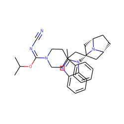 Cc1nc2ccccc2n1[C@@H]1C[C@@H]2CC[C@H](C1)N2CCC1(c2ccccc2)CCN(/C(=N\C#N)OC(C)C)CC1 ZINC000101193543