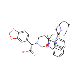 Cc1nc2ccccc2n1[C@@H]1C[C@@H]2CC[C@H](C1)N2CCC1(c2ccccc2)CCN([C@H](C(=O)O)c2ccc3c(c2)OCO3)CC1 ZINC000101193586