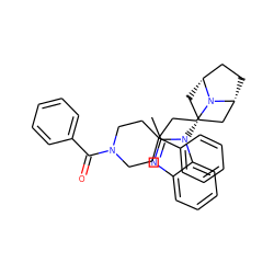 Cc1nc2ccccc2n1[C@@H]1C[C@@H]2CC[C@H](C1)N2CCC1(c2ccccc2)CCN(C(=O)c2ccccc2)CC1 ZINC000101525519