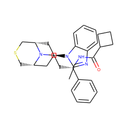 Cc1nc2ccccc2n1[C@@H]1C[C@H]2CSC[C@@H](C1)N2CC[C@H](NC(=O)C1CCC1)c1ccccc1 ZINC000101588461