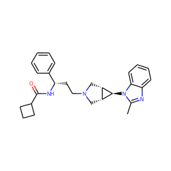 Cc1nc2ccccc2n1[C@H]1[C@@H]2CN(CC[C@H](NC(=O)C3CCC3)c3ccccc3)C[C@@H]21 ZINC000254085922