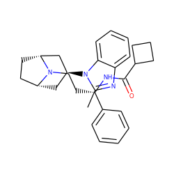 Cc1nc2ccccc2n1[C@H]1C[C@@H]2CC[C@H](C1)N2CC[C@H](NC(=O)C1CCC1)c1ccccc1 ZINC000101588483