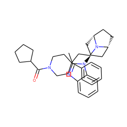 Cc1nc2ccccc2n1[C@H]1C[C@@H]2CC[C@H](C1)N2CCC1(c2ccccc2)CCN(C(=O)C2CCCC2)CC1 ZINC000103234824